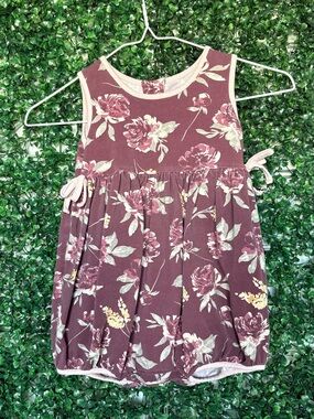 SweetHoney Mauve Floral Bubble Romper with Side Ties